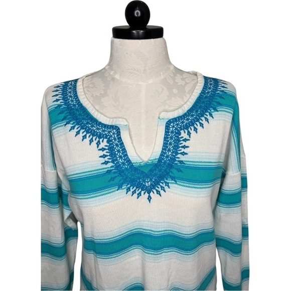 Vineyard Vines Embroidered Linen Blend Sweater - Size Large - Picture 3 of 5